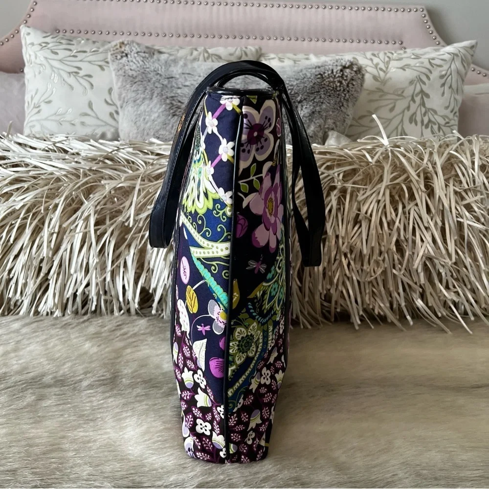 New VERA BRADLEY Floral Nightingale 2011 Tall Tote Rhythm Blues Plum Petal Y2K